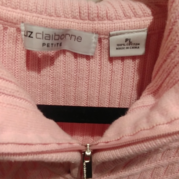 Liz Claiborne cotton pink rib sweater sz. Petite PL - Picture 3 of 6